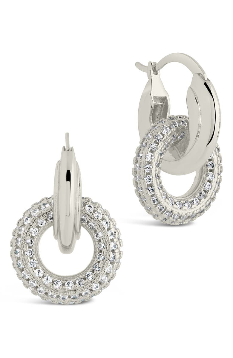 Sterling Forever Hunter CZ Interlocking Circle Drop Earrings, Alternate, color, Silver