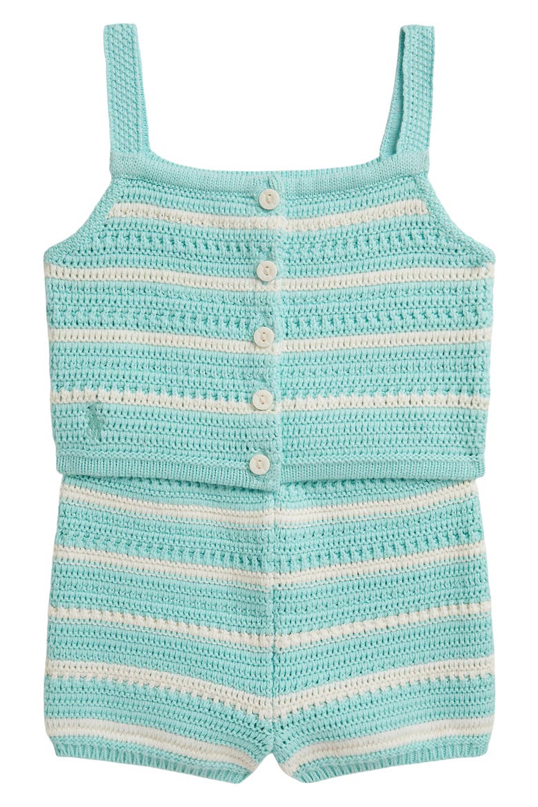 Knit Cotton Boxy Tank & Shorts Set, Main, color, PARAKEET/ CLUBHOUSE CREAM