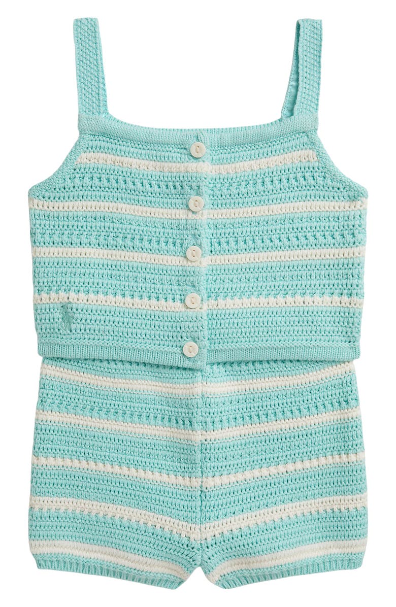 Ralph Lauren Knit Cotton Boxy Tank & Shorts Set, Main, color, Parakeet/ Clubhouse Cream