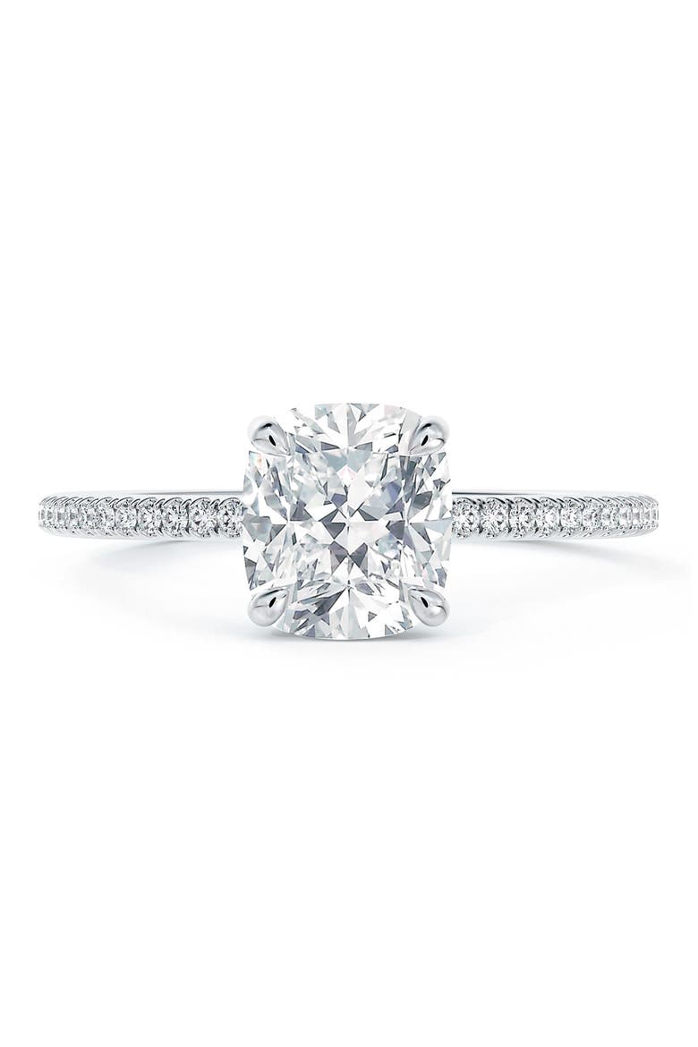 Delicate Icon™ Setting Cushion Diamond Engagement Ring with Diamond Band, Alternate, color, PLATINUM-D0.50CT