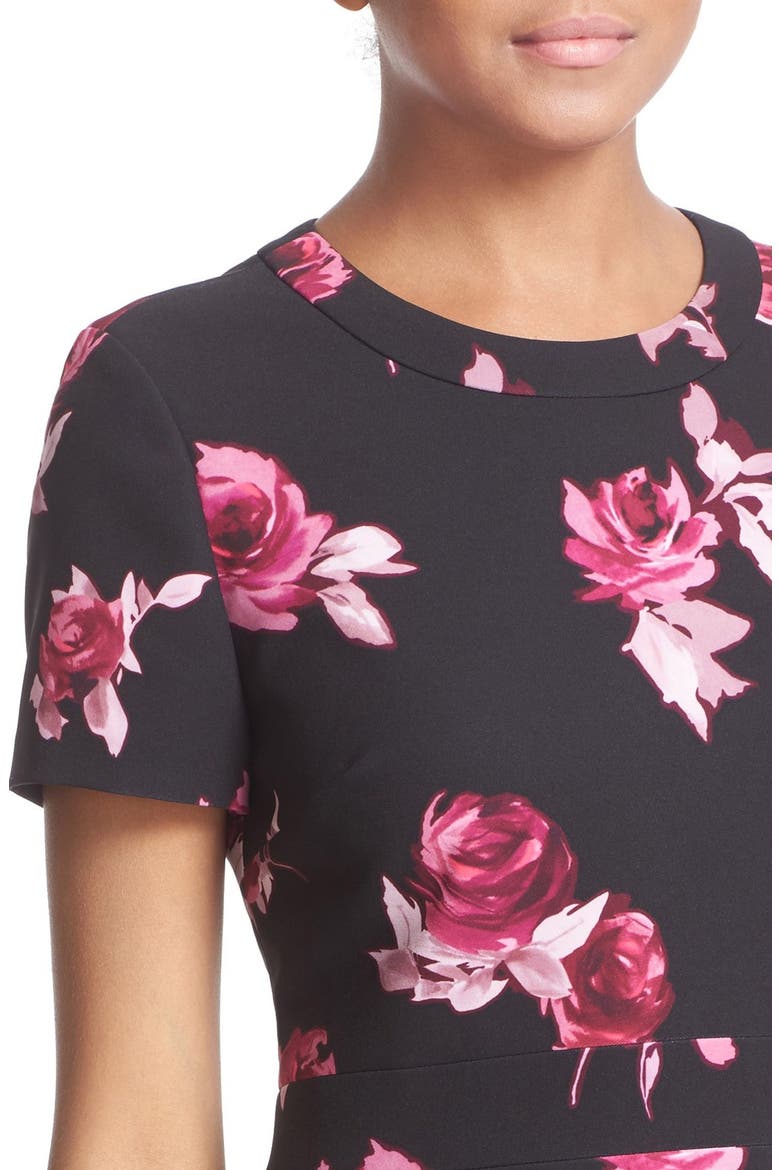 'encore rose' crepe fit & flare dress, Alternate, color, BLACK