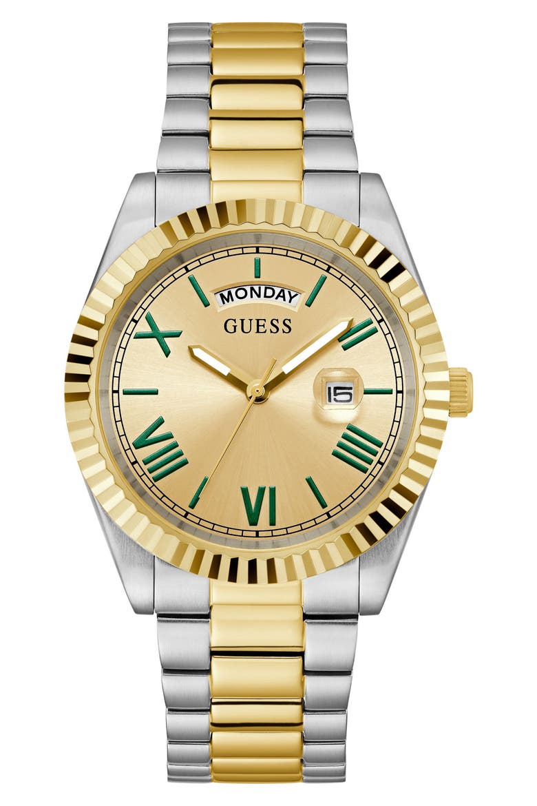 Connoisseur Day/Date Two-Tone Bracelet Watch, 42mm, Alternate, color, GOLD