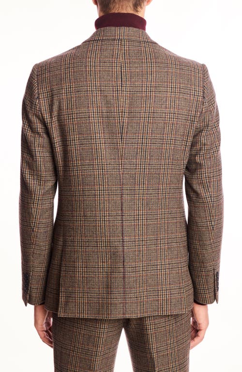 Paisley & Gray Ashton Slim Fit Burgundy Plaid Wool Blend Blazer In Brown