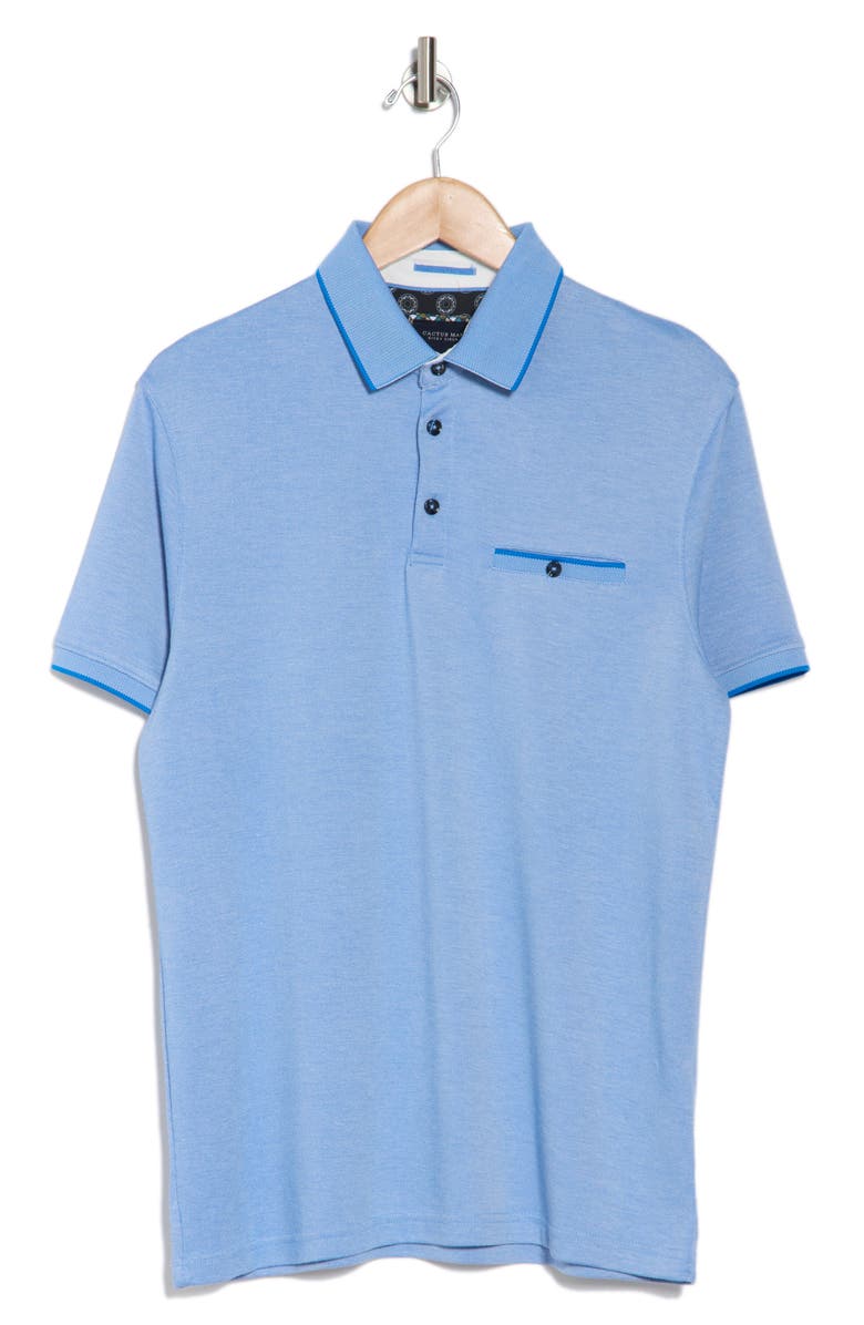 DENIM AND FLOWER Tipped Polo, Alternate, color, Blue