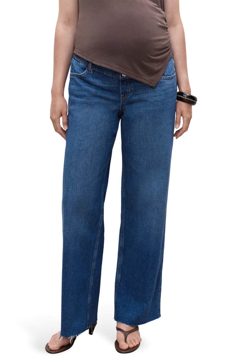Over the Bump Raw Hem Wide Leg Maternity Jeans, Main, color, MEDIUM BLUE