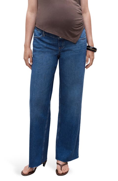 Over the Bump Raw Hem Wide Leg Maternity Jeans
