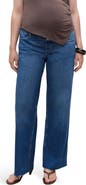 MANGO Over the Bump Raw Hem Wide Leg Maternity Jeans