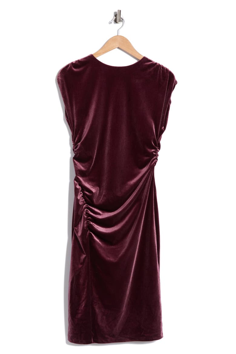 Ruched Velvet Sheath Dress, Alternate, color, BURGUNDY FIG