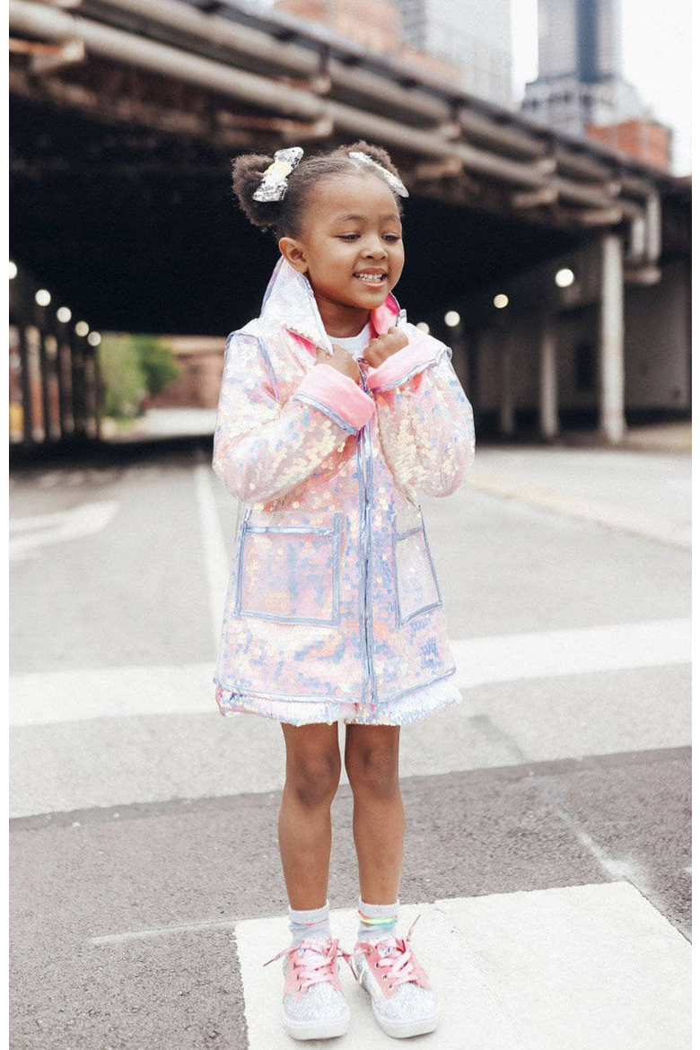 Lola & the Boys Kids' Magic Sequin Rain Jacket, Alternate, color, PINK