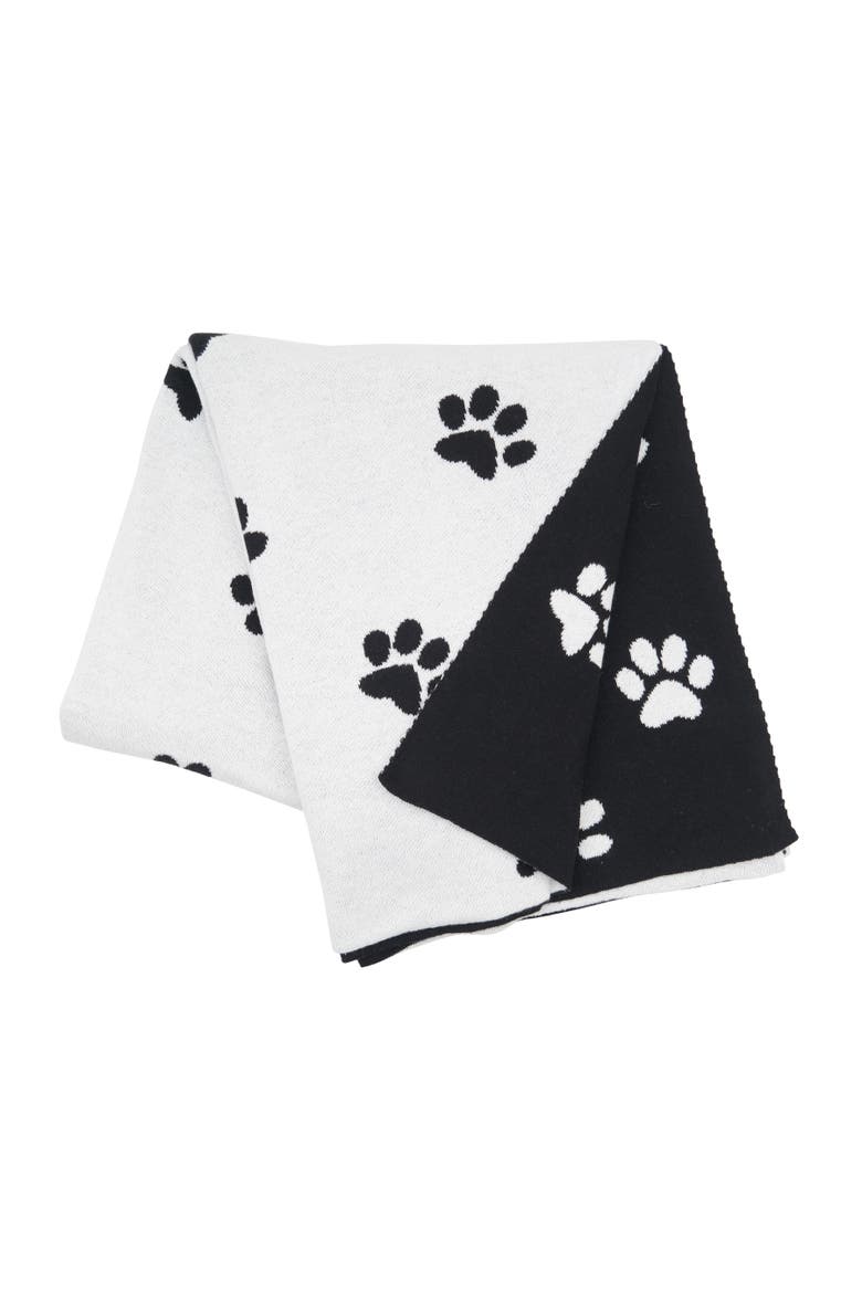 Paw Accent Throw Blanket, Main, color, Black