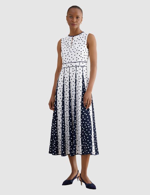 Angelica Pleated Fit-Flare Midi Dress