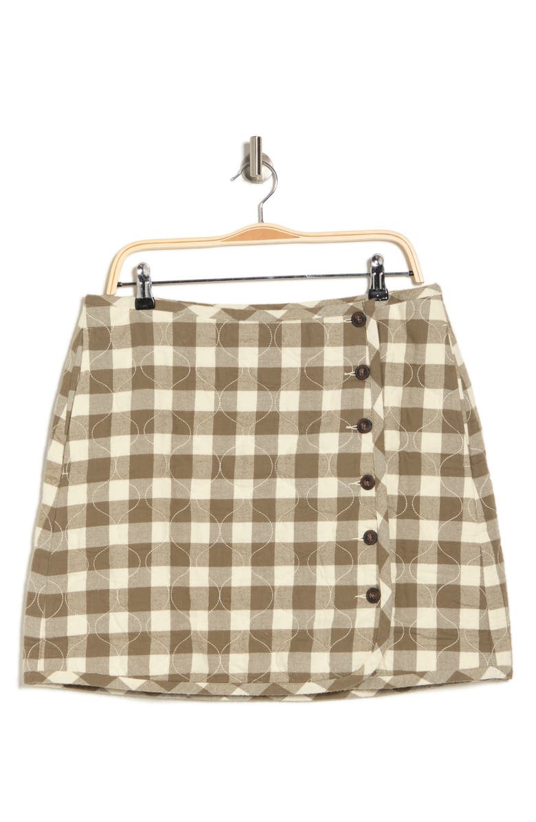 Madewell Gingham Check Quilted Flannel Miniskirt, Alternate, color, Distant Surplus