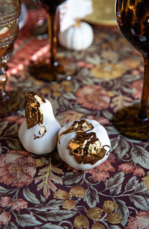 Juliska Forest Walk Pumpkin Salt & Pepper Shakers In Gold