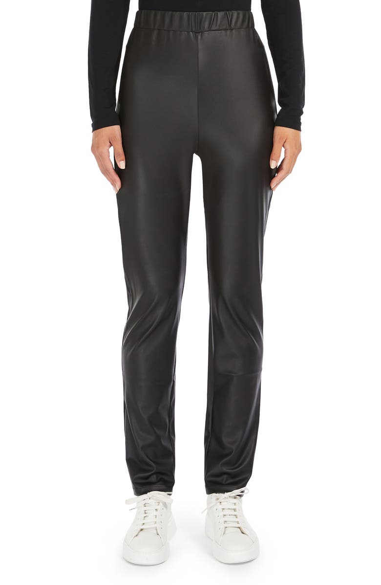 Max Mara Leisure Zefir Pull-On Straight Leg Faux Leather Pants, Main, color, 