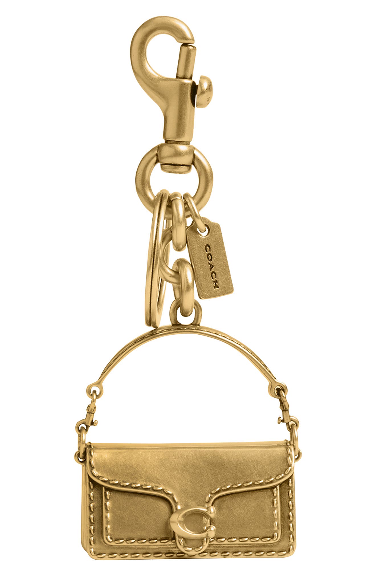 COACH Tabby Bag Charm, Main, color, Brass