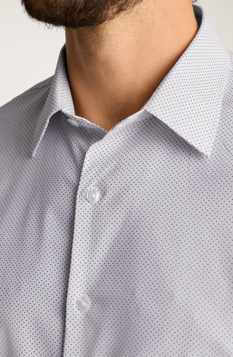 Bonobos Tech Slim Fit Microdot Short Sleeve Performance Button-Up Shirt, Alternate, color, Fine Dot - Blue Hawaii