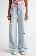 Golden Goose Melody Distressed Raw Hem Wide Leg Jeans