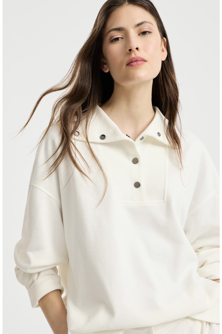 Cotton smooth French terry sweatshirt with logo, Alternate, color, White