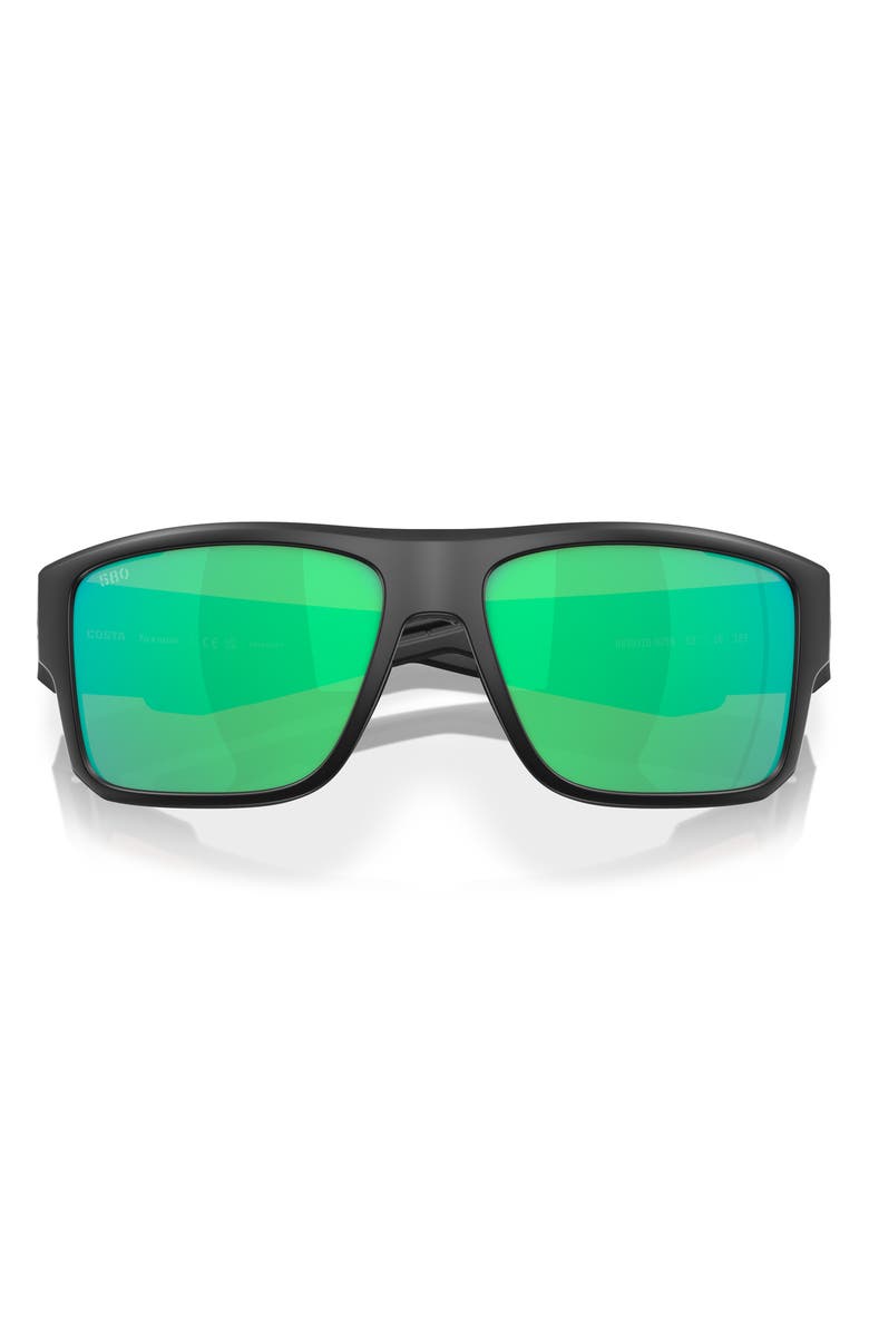 Costa Del Mar Taxman 59mm Polarized Square Sunglasses, Alternate, color, Matte Black/ Green Mirror
