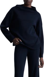 MANGO Asymmetric Mock Neck Off the Shoulder Sweater