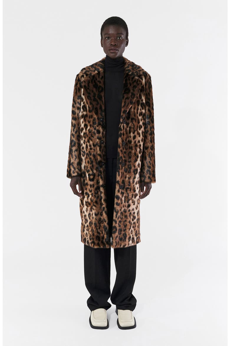 Tikka Leopard Print Faux Fur Coat, Alternate, color, LEOPARD