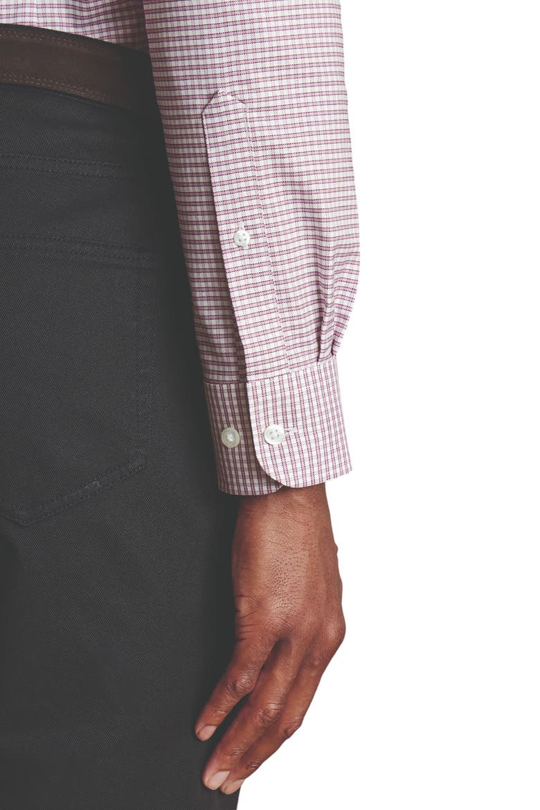 Slim Fit Button-Down Collar Non-Iron Stretch Check Oxford Shirt, Alternate, color, Claret Pink