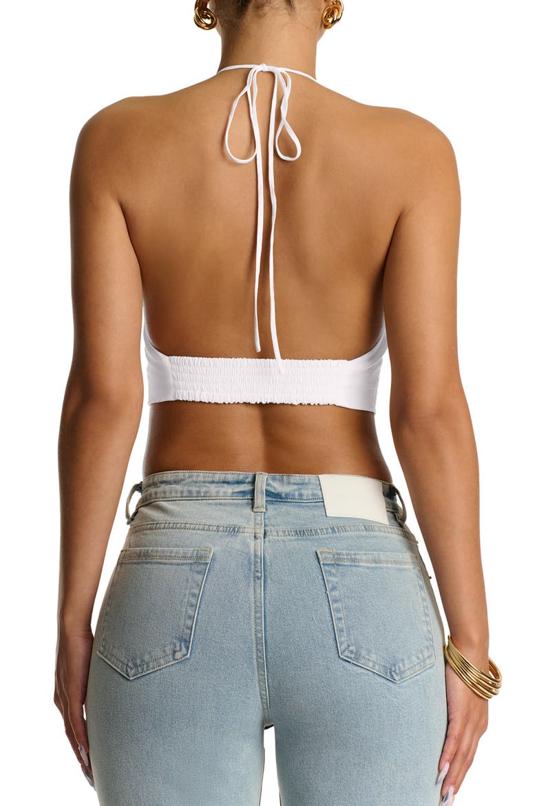 Shirting Halter Crop Top, Alternate, color, WHITE