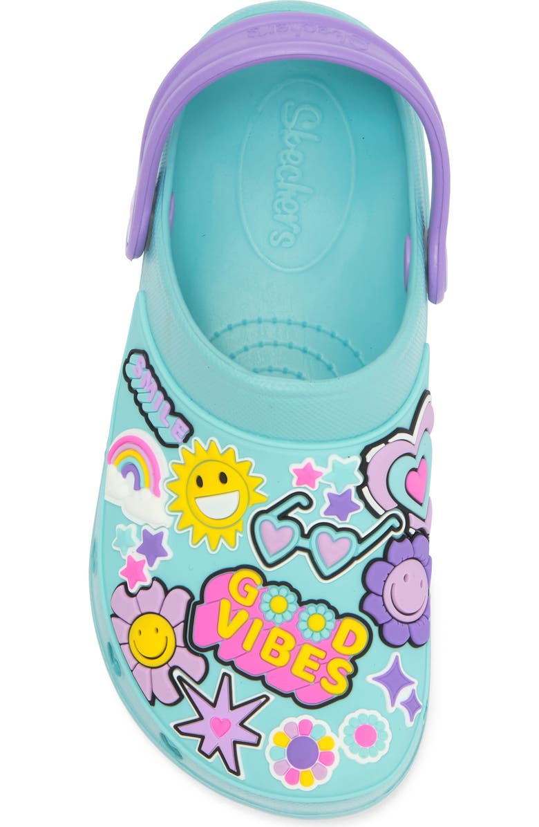 SKECHERS Kids' Foamies: Heart Charmer Vibin Friends Clog, Alternate, color, Turquoise/ Multi