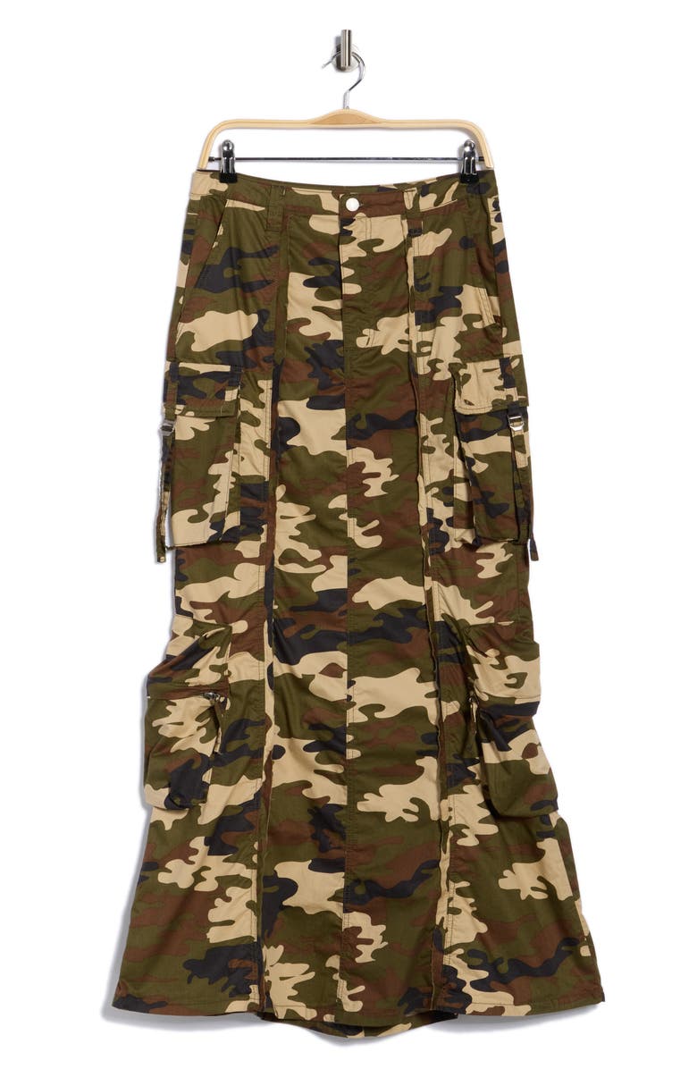 AFRM LOS ANGELES Cassie the Cargo Maxi Skirt, Alternate, color, Woodland Camo