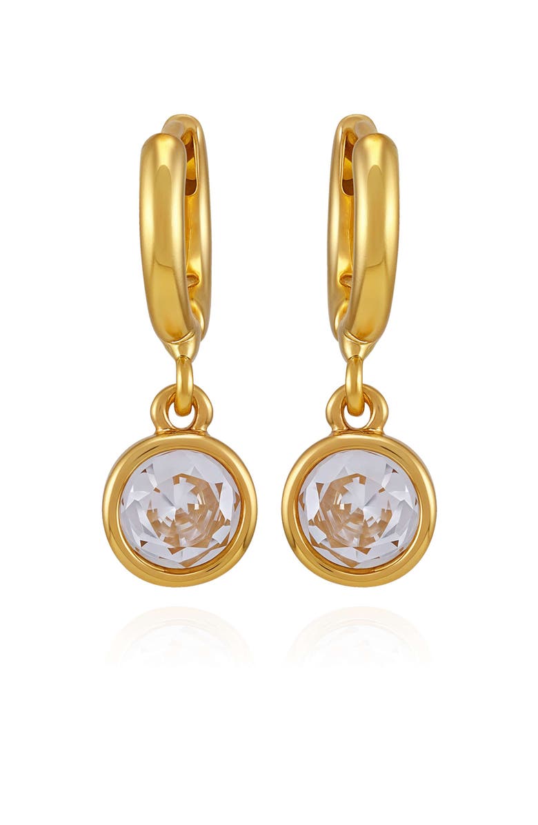 Vince Camuto Cubic Zirconia Drop Huggie Hoop Earrings, Main, color, 14K Gold Plated