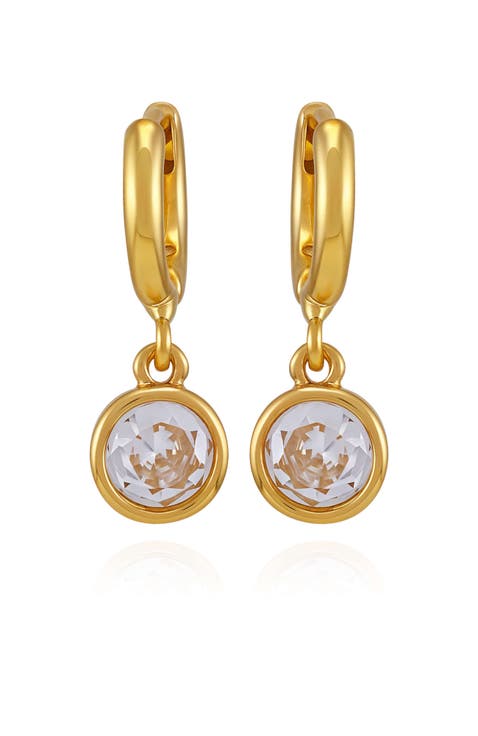 Cubic Zirconia Drop Huggie Hoop Earrings