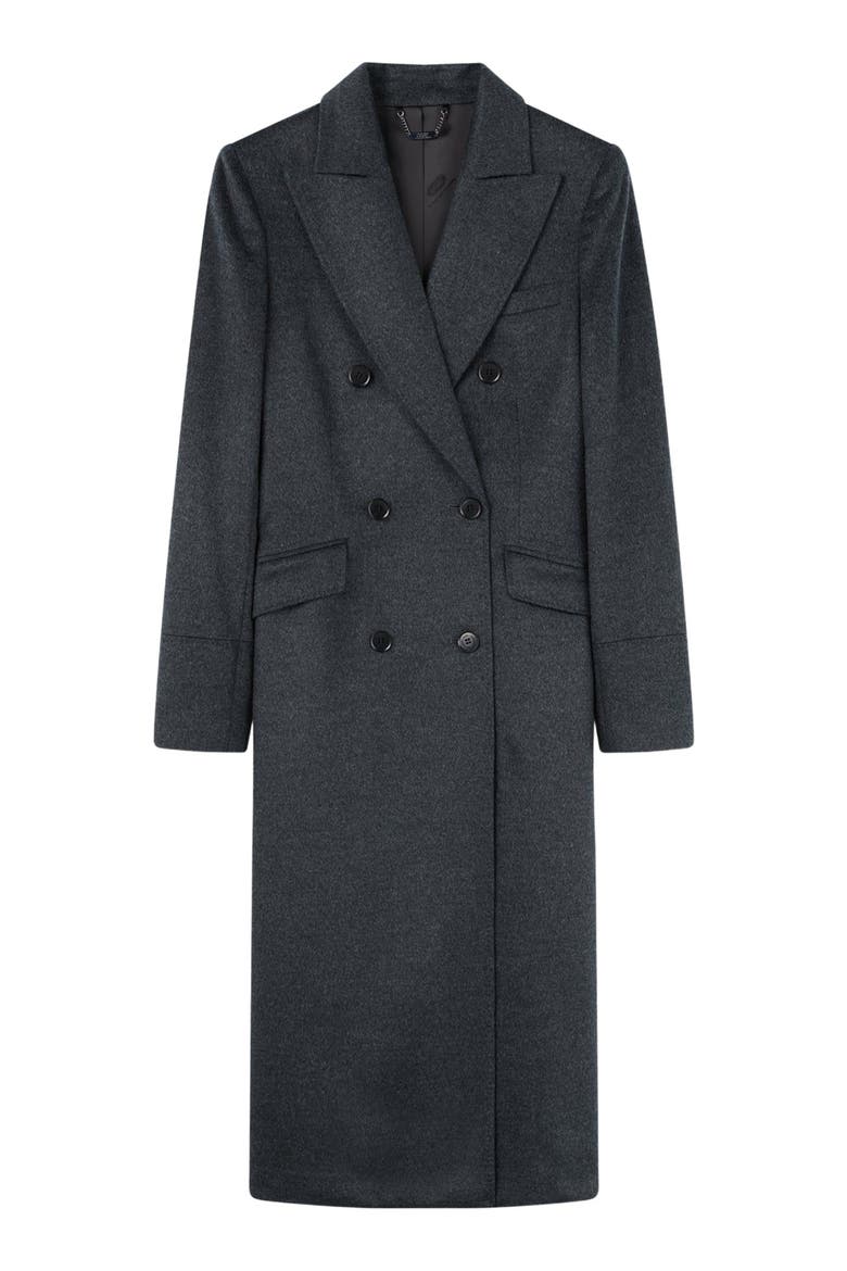 Cashmere Peak Lapel Long Coat, Alternate, color, charcoal