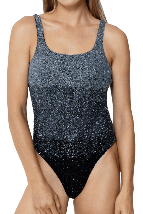 Ombre Hand Beaded Embellished One Piece Swimsuit