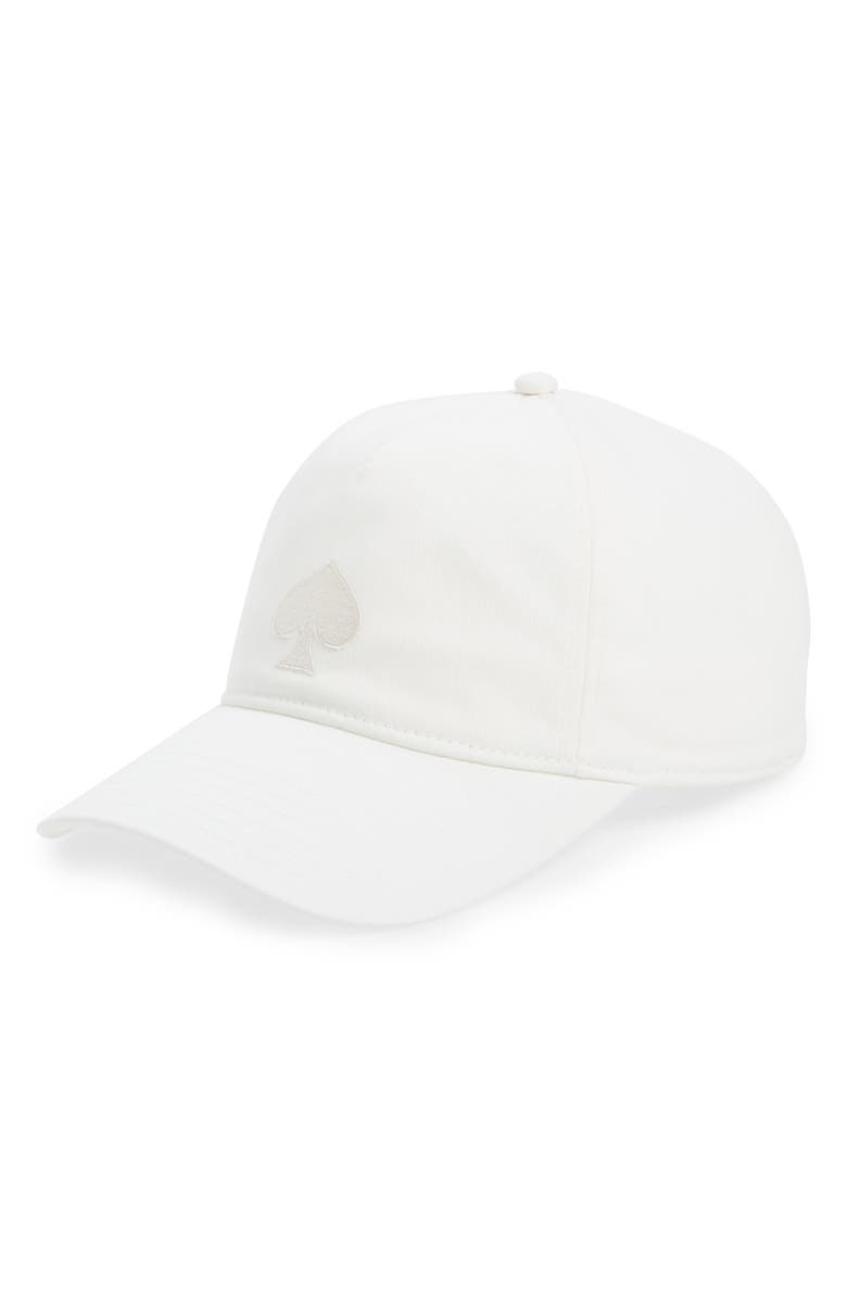 Kate Spade New York spade logo embroidered baseball cap, Main, color, Cream