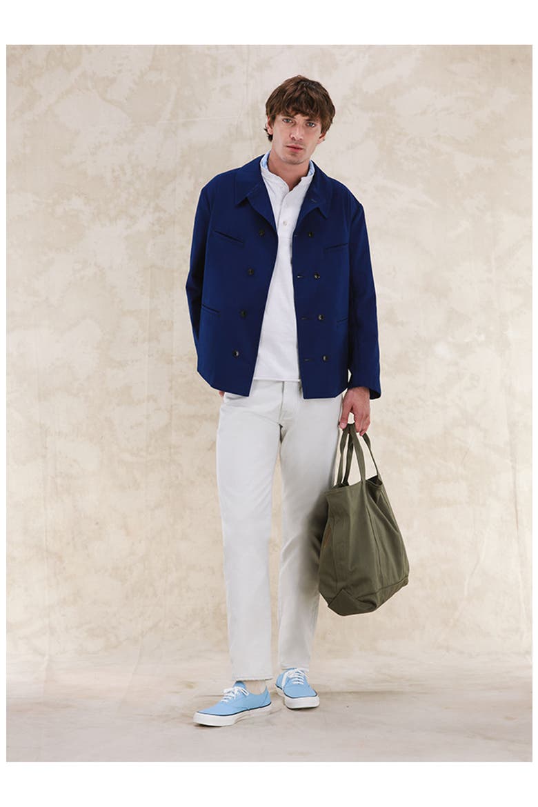 Perno Double-Breasted Slub Cotton Jacket, Alternate, color, INDACO