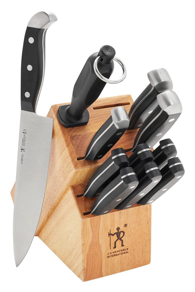 Statement 12-Piece Knife Block Set, Main, color, BLACK