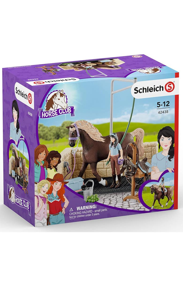 Schleich Horse Club Washing Area with Emily and Luna, 19 Piece Playset, Kids, Alternate, color, Multicolored
