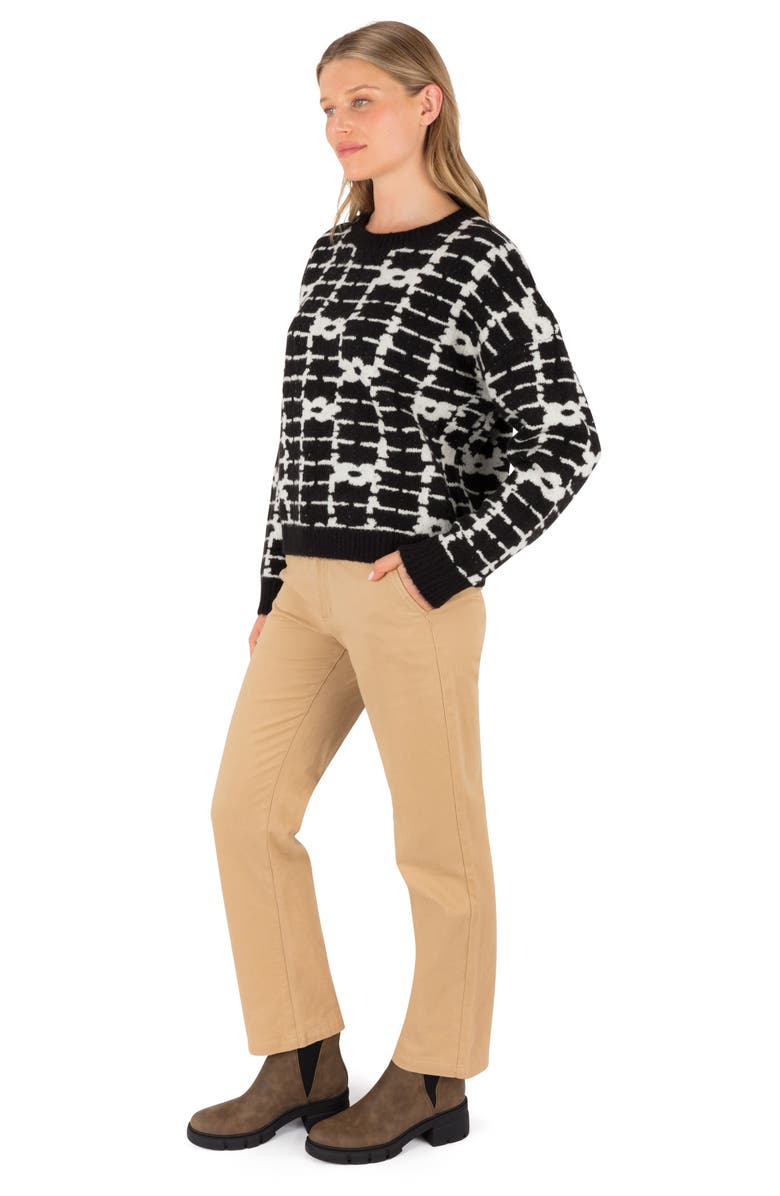 Hurley Daisy Trellis Crewneck Sweater, Alternate, color, Black