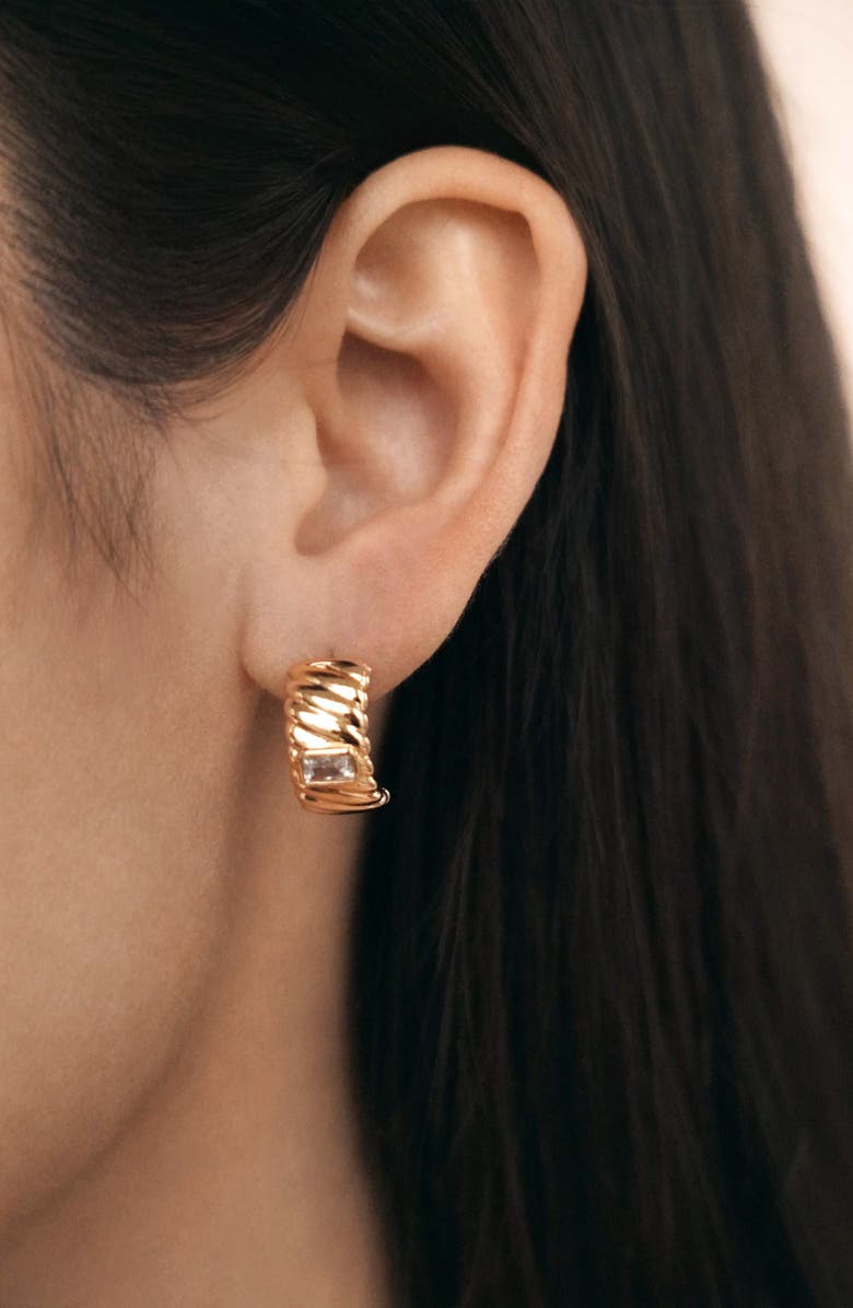 Ettika Textured Half Hoop Earrings, Alternate, color, Clear