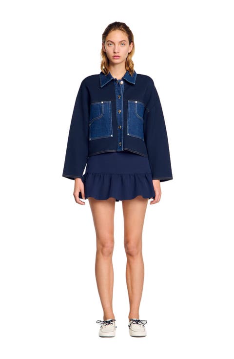 Denim detail cardigan