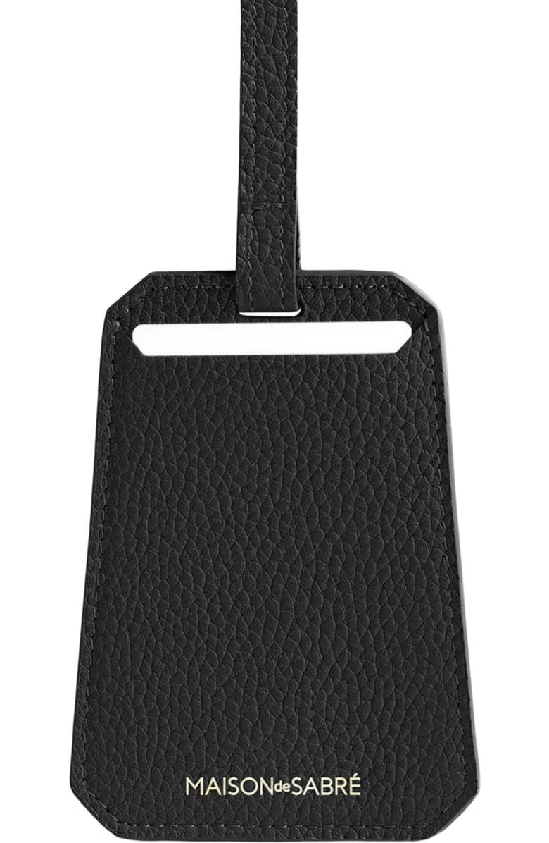 MAISON de SABRÉ Leather Luggage Tag, Alternate, color, Black Caviar