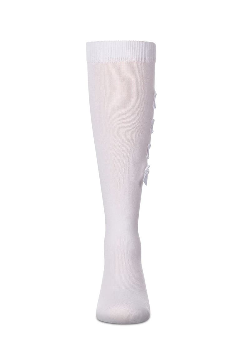 Weaved Velvet Bow Knee High Socks, Alternate, color, White
