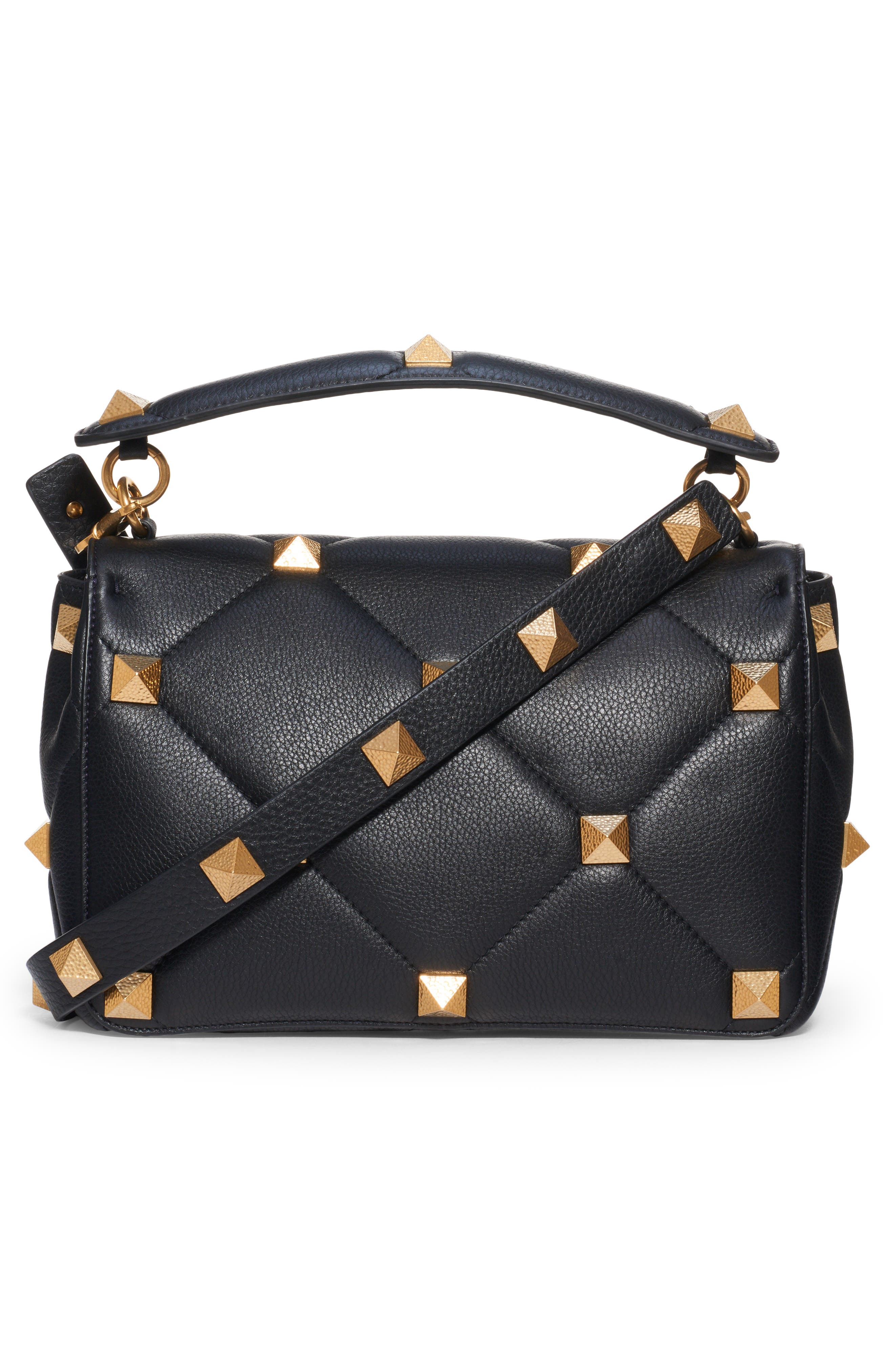 Valentino Garavani Large Roman Stud Matelassé Leather Top Handle Bag, Alternate, color, 