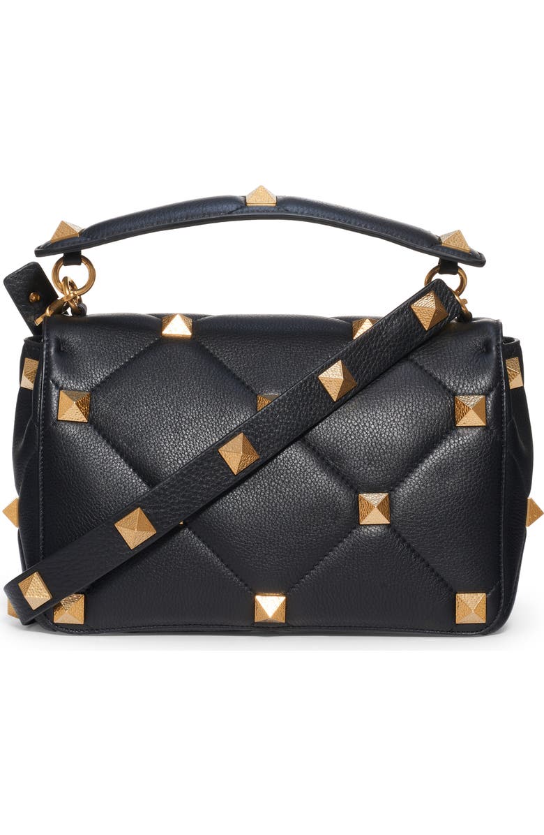 Valentino Garavani Large Roman Stud Matelassé Leather Top Handle Bag, Alternate, color,