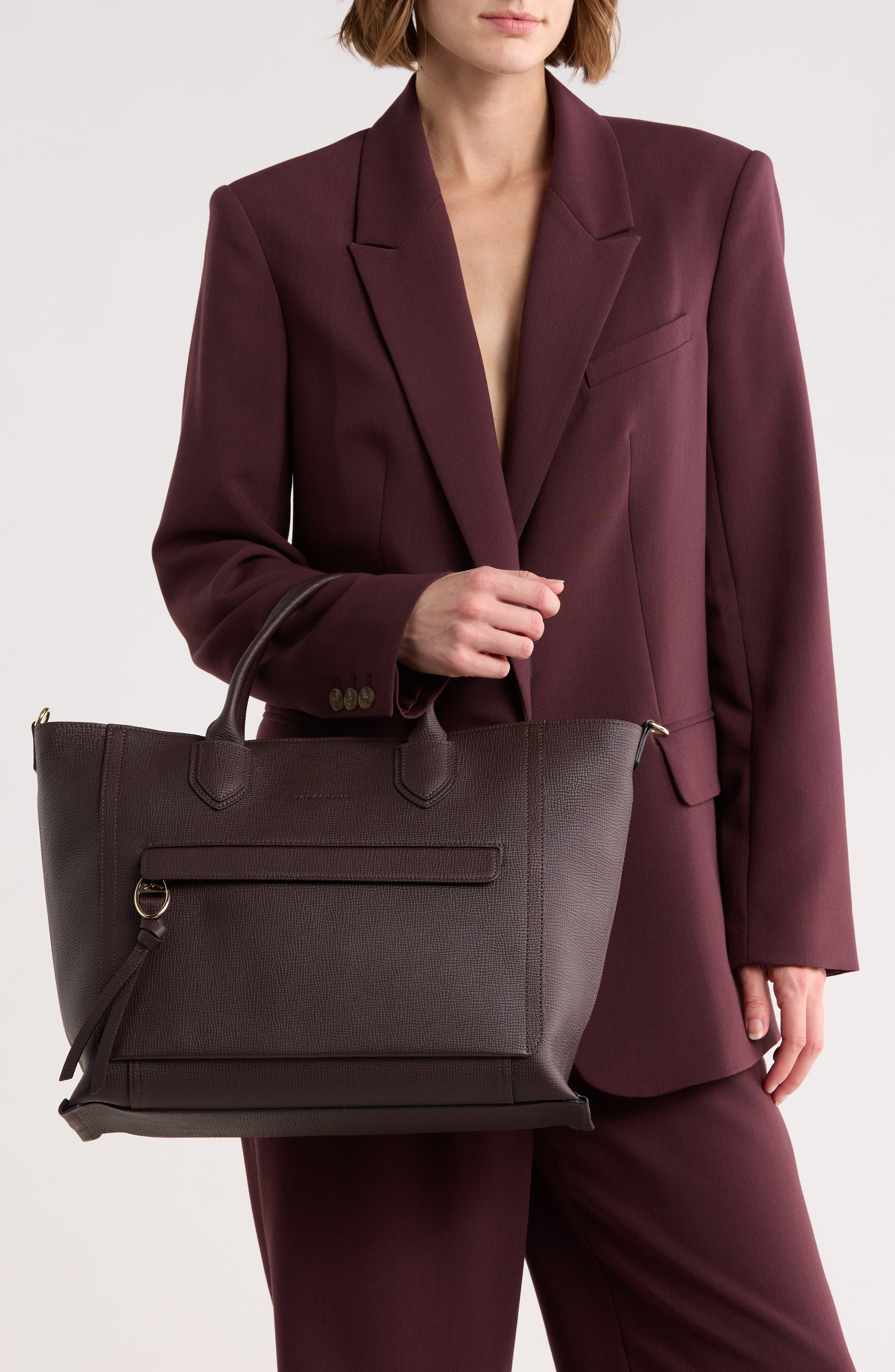 Longchamp Leather Briefcase, Alternate, color, 