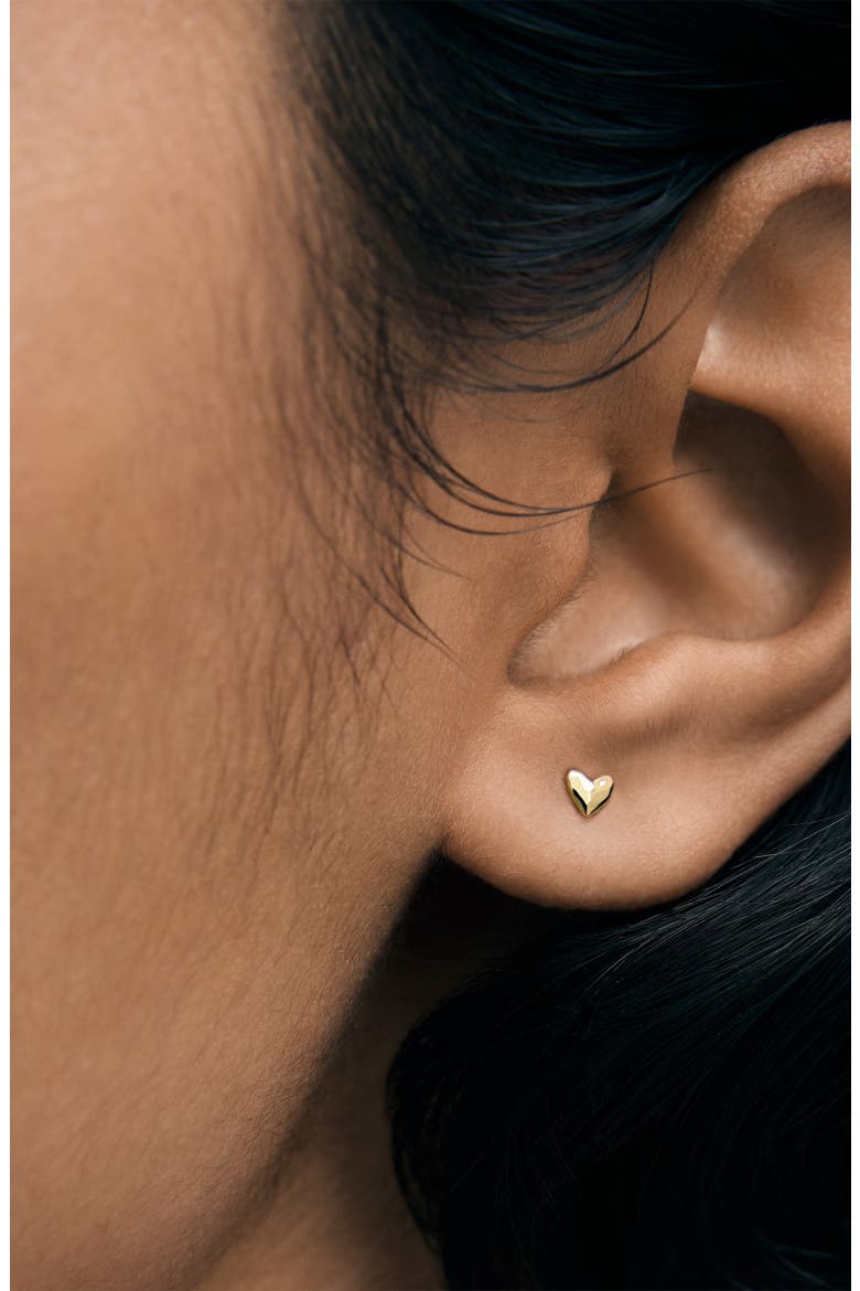 Mini Heart Stud Earrings, Alternate, color, 14K GOLD