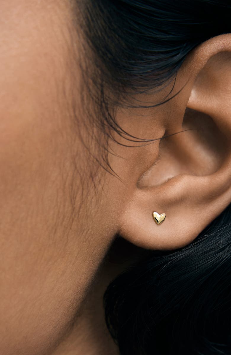 Monica Vinader Mini Heart Stud Earrings, Alternate, color, 14K Gold