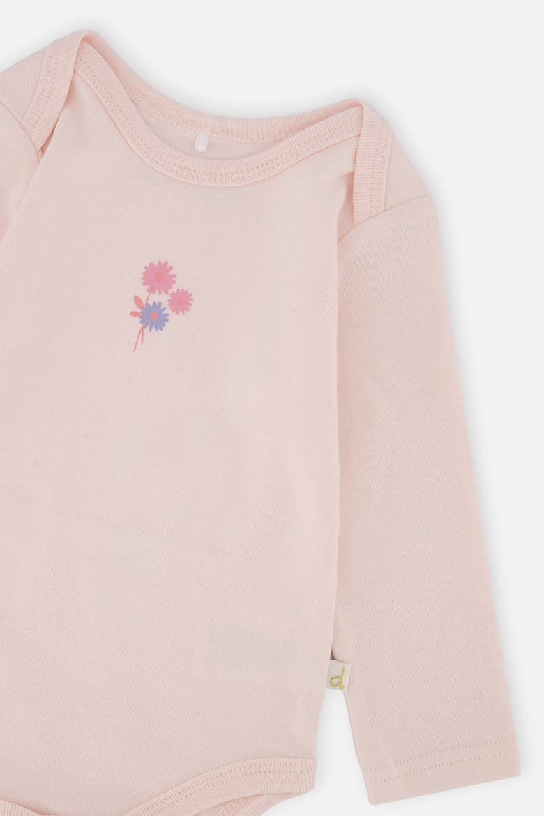 Organic Cotton Long Sleeve Flower Romper, Alternate, color, Very Pale Pink