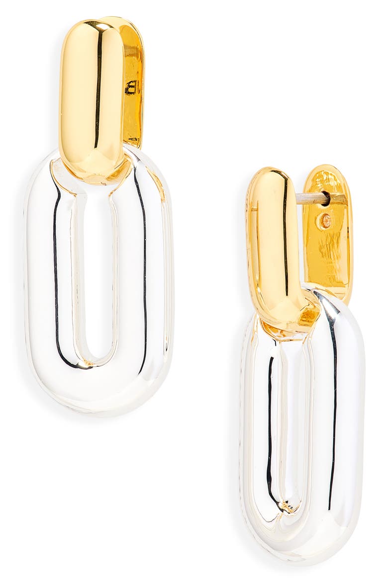 Puffy Detachable Link Earrings, Main, color, TWO-TONE