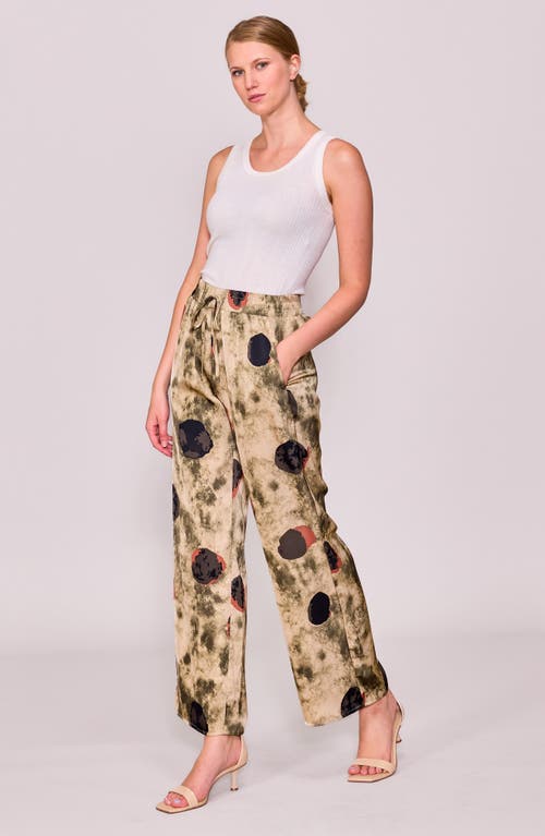Melloday Print Satin Pull-on Pants In Neutral